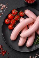 Delicious fresh vegetarian sausage or sausage made from vegetable protein tofu or seitan photo