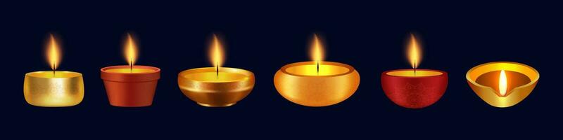 Happy Diwali Festival Element Diya lamp, Crackers, Sky Lantern, Fanus, Fireworks, Bhia Dooj vector