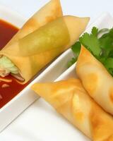AI Generated Delicious hot spring rolls  free photo