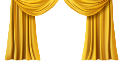 d'oro realistico lusso tenda cornice arredamento domestico tessuto interno drappeggio tessile lambrequin, velluto illustrazione isolato su trasparente sfondo. generativo ai png