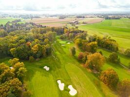 Aerial drone photo of golf course.
