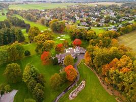 Aerial drone photo of golf course.