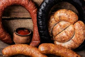 Smoked meats and sausages photo