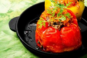 Pepper stuffed with meat photo