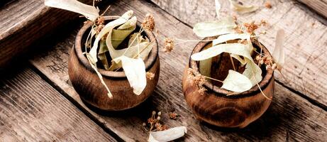 Dried linden flowers photo