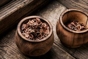 Rhubarb seeds in bowl photo