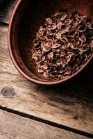 Rhubarb seeds in bowl photo