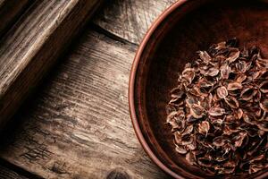 Rhubarb seeds in bowl photo