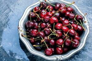 Fresh red cherries photo