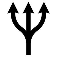 Triple path icon, triple arrow from one, Neptune trident vector