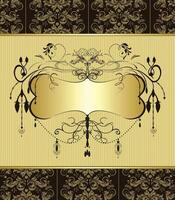 Vintage invitation card with ornate elegant abstract floral design vector