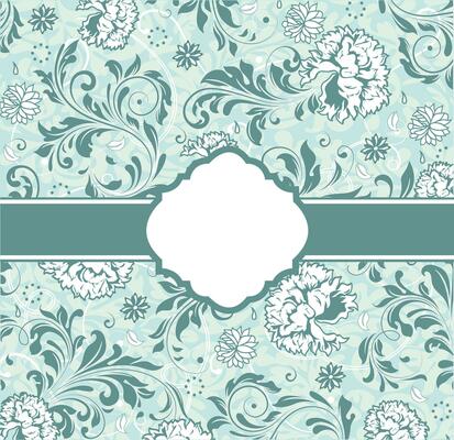 Vintage invitation card with ornate elegant abstract floral design