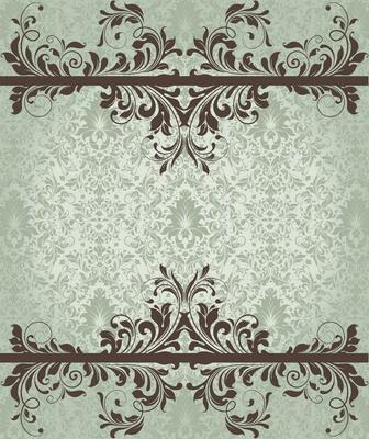 Vintage invitation card with ornate elegant abstract floral design