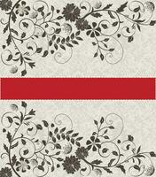 Vintage invitation card with ornate elegant abstract floral design vector