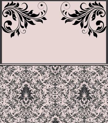 Vintage invitation card with ornate elegant abstract floral design