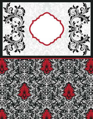 Vintage invitation card with ornate elegant abstract floral design