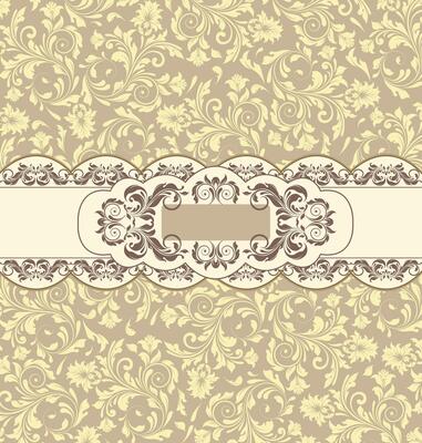 Vintage invitation card with ornate elegant abstract floral design