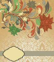 Vintage invitation card with ornate elegant abstract floral design vector