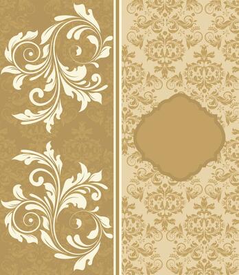 Vintage invitation card with ornate elegant abstract floral design
