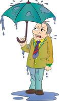 Man with a Small Umbrella, illustration vector