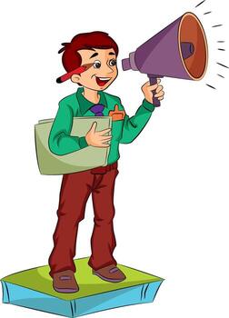 Man Using a Megaphone, illustration vector
