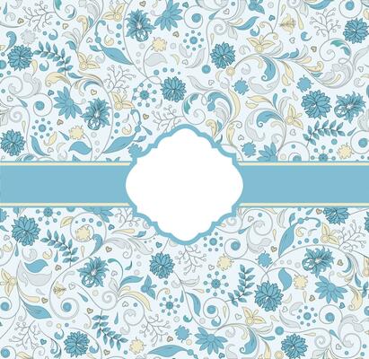 Vintage invitation card with ornate elegant abstract floral design