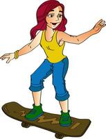 Woman on a Skateboard, illustration vector