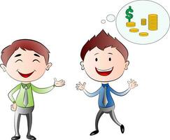 Young Businessmen Thinking of Financial Success, illustration vector