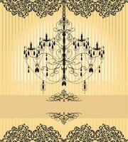 Vintage invitation card with ornate elegant retro abstract floral design vector