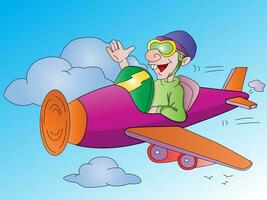 Man Flying an Airplane, illustration vector