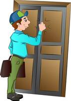 Salesman Knocking on a Door, illustration vector