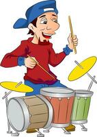 Man Playing Drums, illustration vector