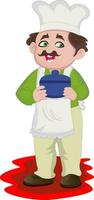 Vector of chef holding container.