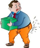 Man Experiencing Butt Pain After Lifting a Box, illustration vector