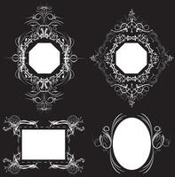 Vintage labels and frames with ornate elegant retro abstract floral design vector