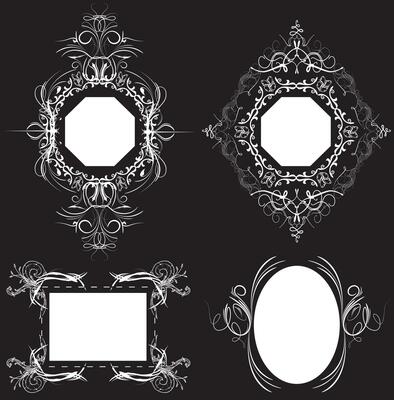 Vintage labels and frames with ornate elegant retro abstract floral design