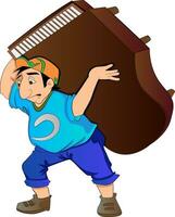 Man Lifting a Piano, illustration vector