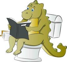 Dinosaur Using a Toilet, illustration vector