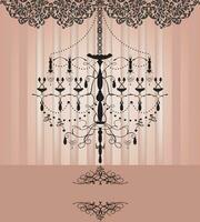 Vintage invitation card with ornate elegant retro abstract floral design vector