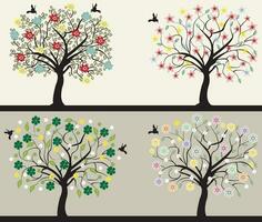 Set of abstract tree silhouettes vector