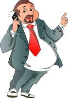 Vector of a happy businessman talking on cellphone.