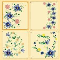 Set of four card with floral background vector