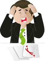 Vector of businessman troubled with paperwork.