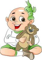 Boy with a Teddy Bear, illustration vector