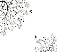 Tree branch with leaves and flowers vector