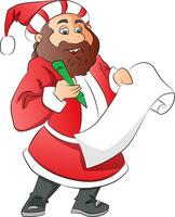 Vector of santa claus with wish list.