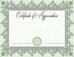 Vintage certificate of appreciation with ornate elegant retro abstract floral design vector