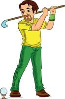 hombre jugando golf, ilustración vector