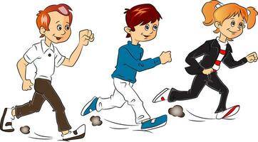 Vector of kids running.