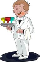 Vector of waiter with drinks on tray.